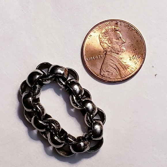 Vintage Silver Tone Chain Link Ring - Picture 7 of 7
